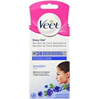 Veet Facial- Bandas de cera Depilatoria Easy Gelwax para Pieles Sensibles- 10 x 2 bandas
